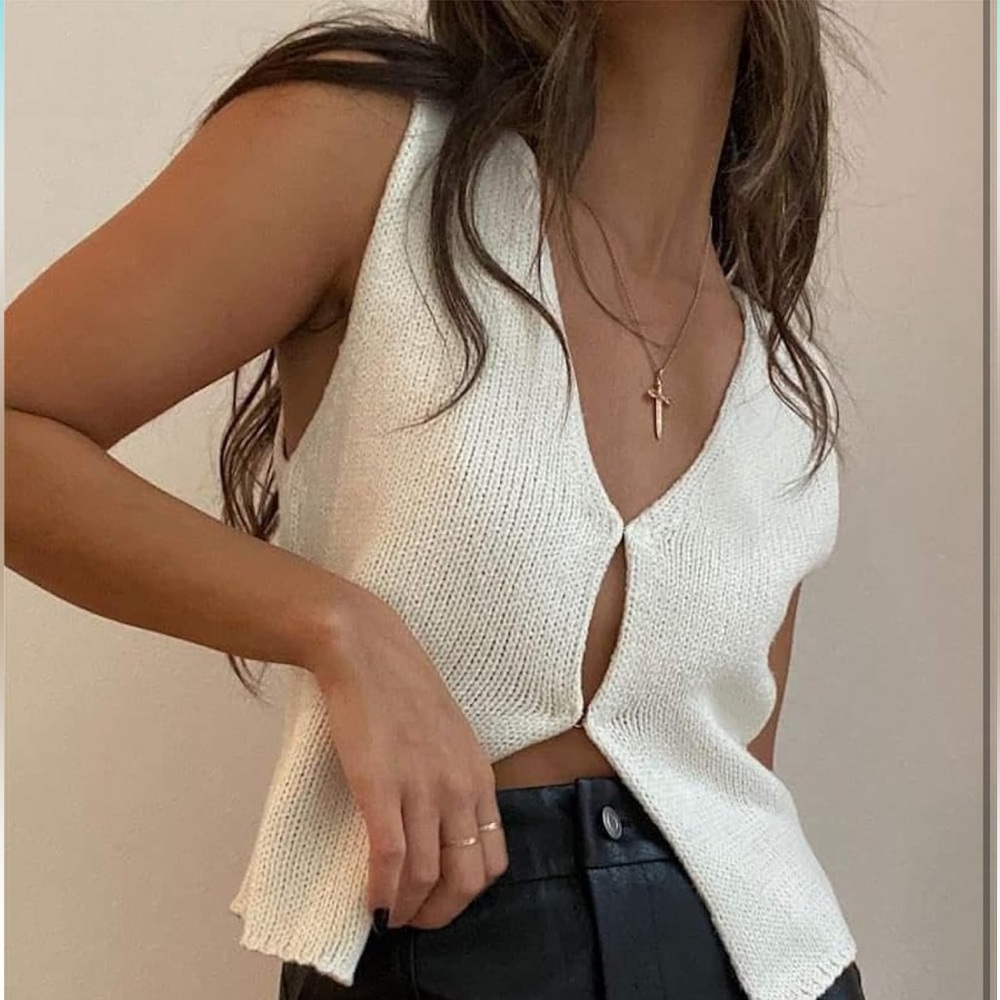 Y2K-Inspired Crochet Knitting Vest (Small)